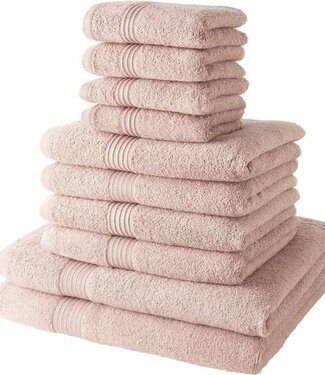 TODAY Set of 10 Luxury Bath Linen – 100% Cotton – Sand Pink