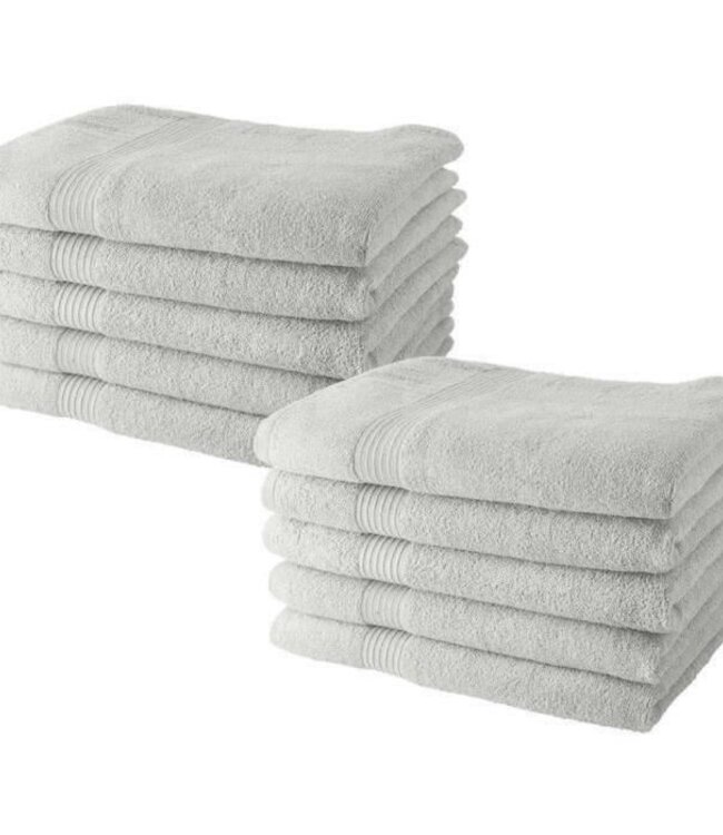 Set van 10 Luxe Handdoeken – 50x90 cm – 100% Katoen – Krijt