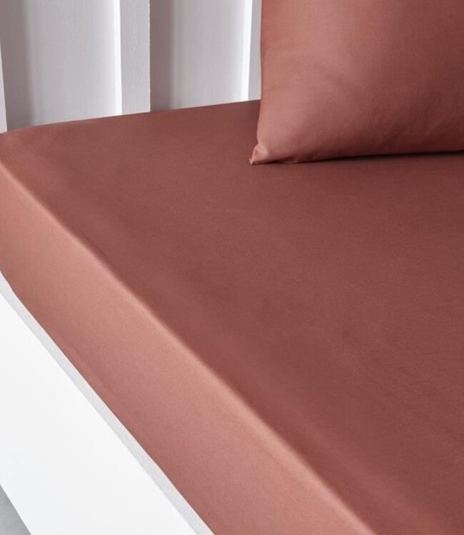 Fitted Sheet – 160x200+30 cm – Double – 100% Cotton – Terracotta