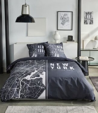 TODAY Dekbedovertrek – JAVA – 2-Persoons – 240x220 cm – Katoen – New York Print – Zwart