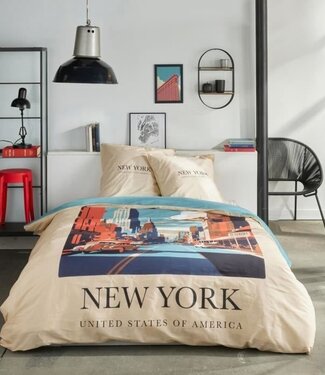 TODAY Dekbedovertrek – JAVA – 2-Persoons – 240x220 cm – Katoen – New York Print – Beige