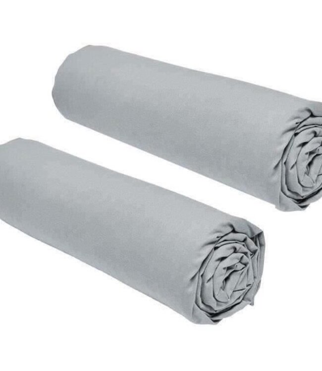 Set van 2 Hoeslakens – 160x200 cm – 2-Persoons – 100% Katoen – Staal