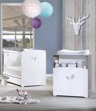 BABY PRICE Baby Room Duo Set – Cot 120x60 cm & Dresser – White – Baby Price