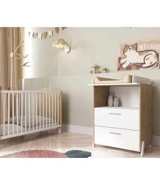DEMEYERE Duoset 60 – Ledikant 60x120 cm & Commode 2 Lades – NAILI – Hamilton/Mat Wit