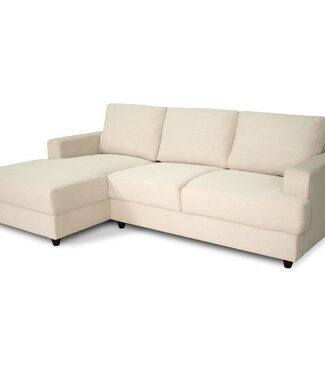 AUCUNE 4-Zits Hoekbank Links – PAUL – Koord – Beige Stof – 216x141x79 cm