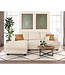 4-Zits Hoekbank Links – PAUL – Koord – Beige Stof – 216x141x79 cm