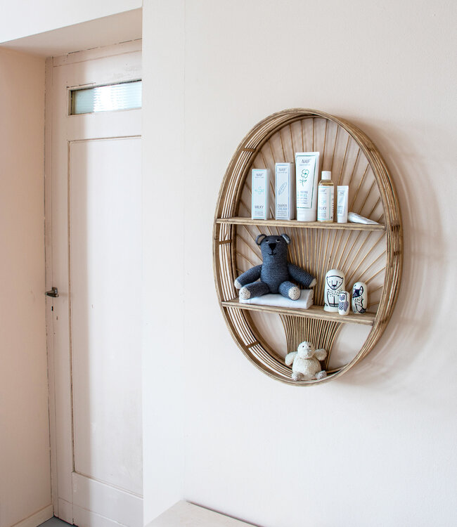 Messa Rattan Wall Shelf – Beige / Natural