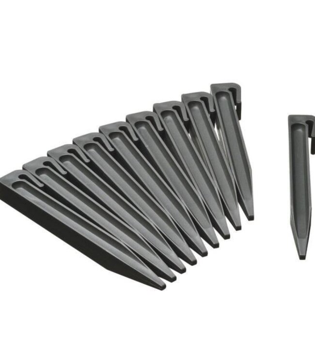Set of 10 Garden Border Anchors – Polypropylene – Grey – H 19.5 x 1.9 x 1.8 cm