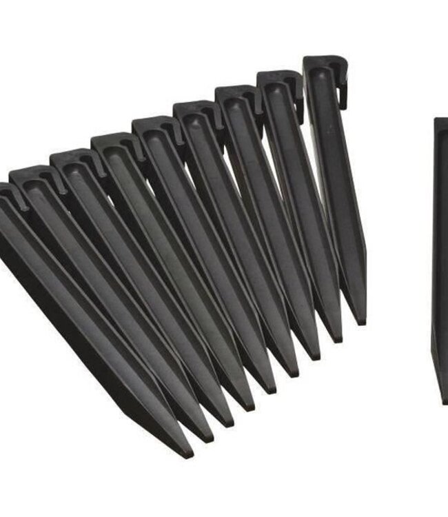 Zwarte zak met 10 polypropyleen tuinrandankers - H 26,7 x 1,9 x 1,8 cm