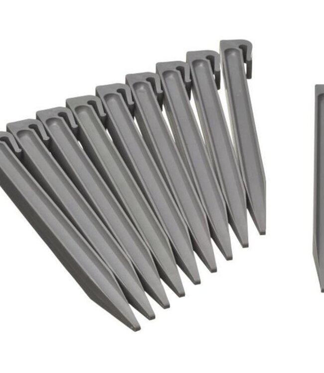 Set of 10 Garden Edge Anchors – Polypropylene – H 26.7 x 1.9 x 1.8 cm – Grey