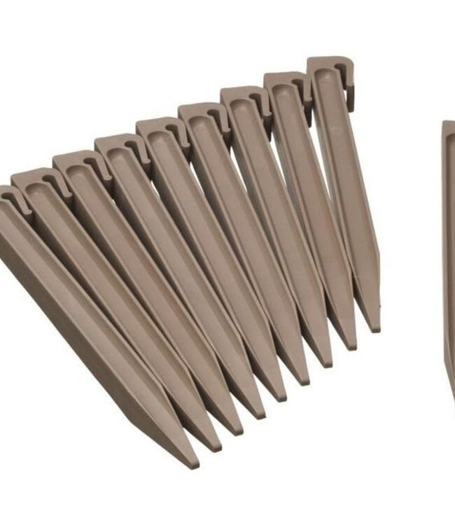 Set of 10 Garden Edge Anchors – Polypropylene – H 26.7 x 1.9 x 1.8 cm – Beige Taupe
