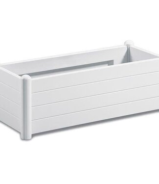 STEFANPLAST Rechthoekige Bloembak – Houten Afwerking – Wit – 100x43xH35 cm – 80 L