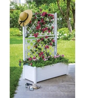 STEFANPLAST Tuinbak met Trellis – Wit – 100 x 43 x H 142 cm – 80 L