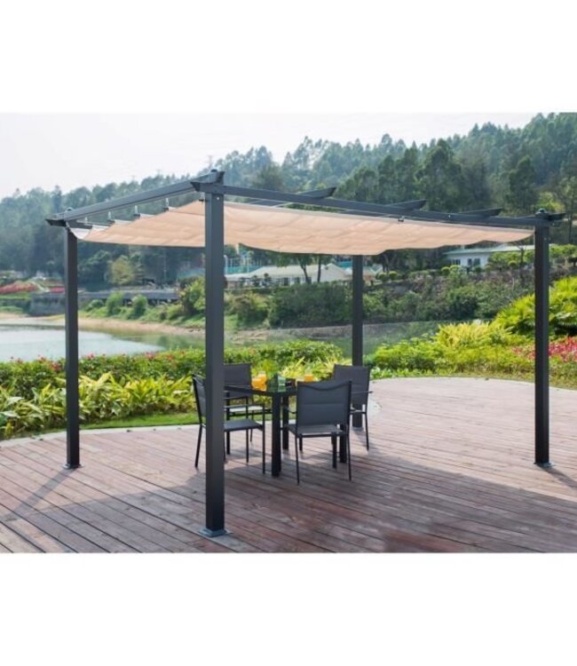 Aluminium pergola CORDOBA - Ecru - 4 x 3m