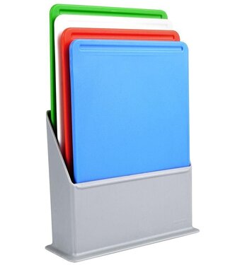 Cutting Board Set with Holder – 4 Color-Coded Boards – Prevent Cross-Contamination