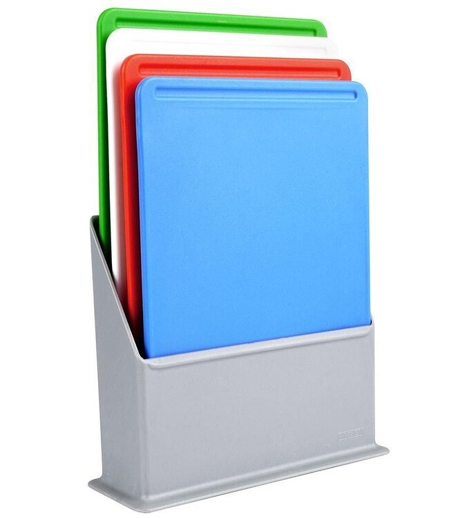 Cutting Board Set with Holder – 4 Color-Coded Boards – Prevent Cross-Contamination