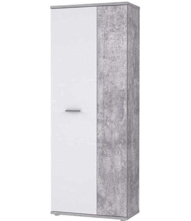 Schoenenkast – Beton / Mat Wit – 2 Deuren – 5 Planken – Eigentijds
