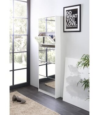 AUCUNE Shoe Cabinet – Contemporary White – 5 Flaps – 15 Pairs
