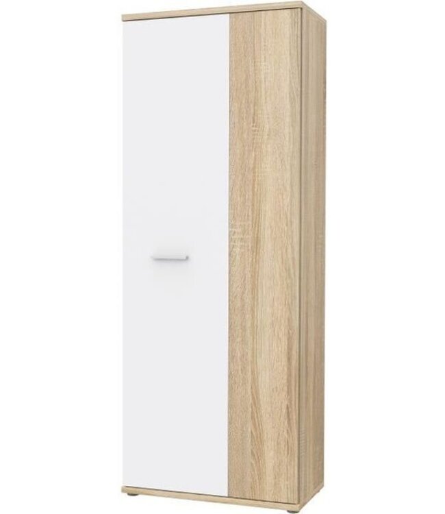 Schoenenkast – Sonoma Eiken / Mat Wit – 2 Deuren – 5 Planken – 69 cm