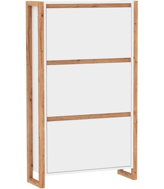Shoe Cabinet – White / Oak – 70 x 25 x 125 cm