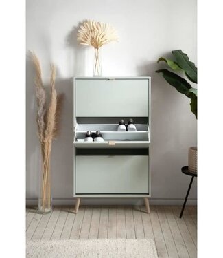 AUCUNE Shoe Cabinet – Pastel Green – Solid Wood Legs – 70 x 24 x 125 cm