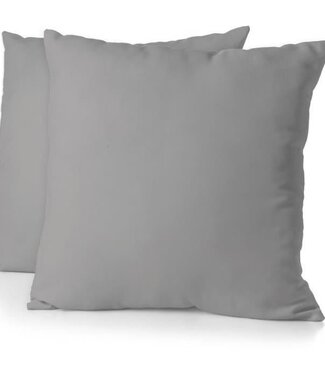 HOME LINGE PASSION Set van 2 kussenslopen – 63 x 63 cm – Lichtgrijs – Microvezel