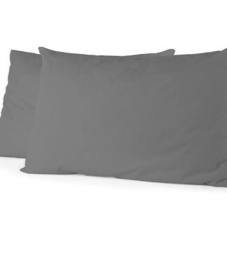 HOME LINGE PASSION Set van 2 kussenslopen – 50 x 70 cm – Antracietgrijs – Microvezel
