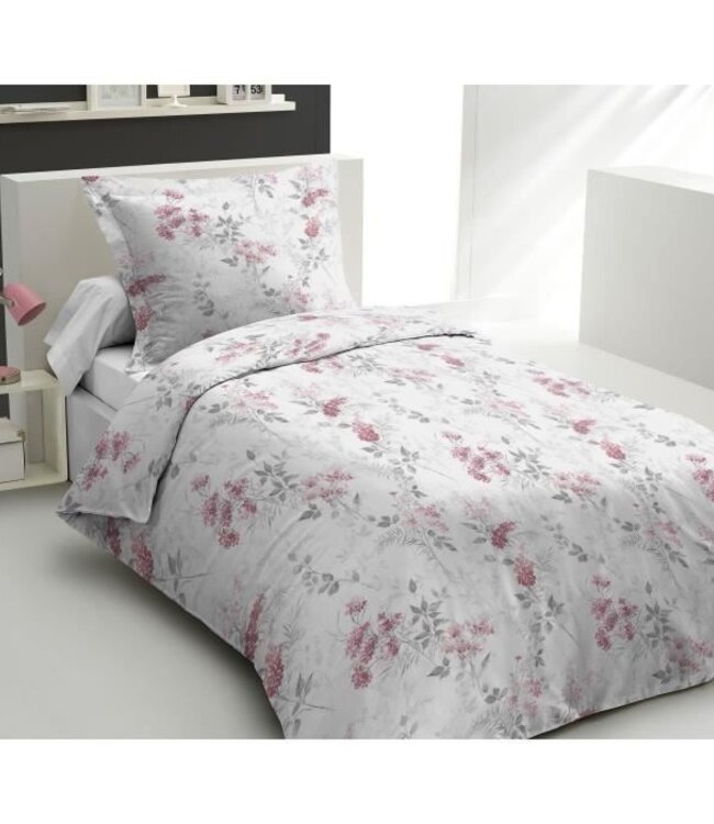 Dekbedovertrekset – 140 x 200 cm + 1 kussensloop – Wit/Roze