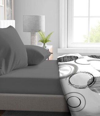HOME LINGE PASSION Hoeslaken – 180 x 200 cm + flap 30 cm – Microvezel – Antracietgrijs
