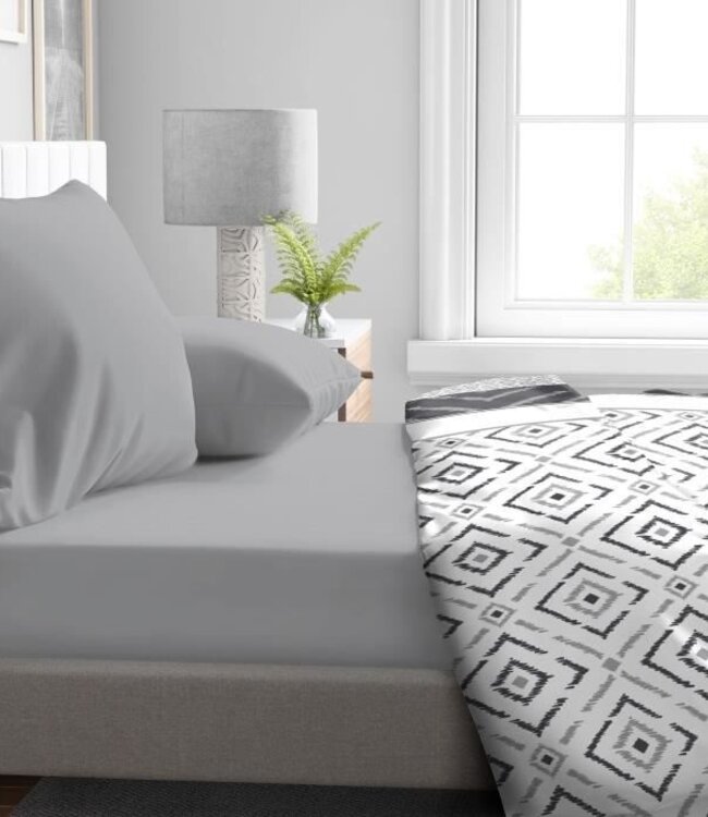 Fitted Sheet – 180 x 200 cm – Microfiber – Light Grey