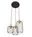 Pendant Lamp – Industrial – 3-Light – Black / Gold Metal – Adjustable Height