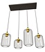 Pendant Lamp – Industrial – 4-Light – Black Metal / Gold – Adjustable Height