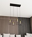 Hanglamp – Industrieel – 4 Lichtpunten – Zwart Metaal / Goud – Verstelbare Hoogte