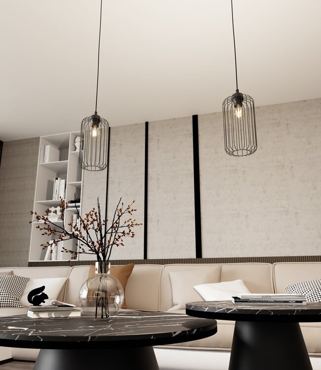 Hanglamp – Industrieel / Modern / Minimalistisch – 1 Lichtpunt – Zwart Metaal – Verstelbare Hoogte