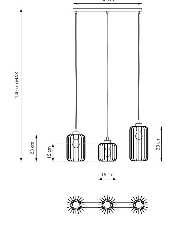Hanglamp – Industrieel – 3 Lichtpunten – Zwart Metaal – Verstelbare Hoogte