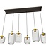 Pendant Lamp – Industrial – 6-Light – Black / Gold Metal – Adjustable Height