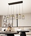 Pendant Lamp – Industrial – 6-Light – Black / Gold Metal – Adjustable Height