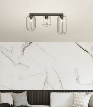 Ceiling Lamp – Industrial – 4-Light – Black Metal