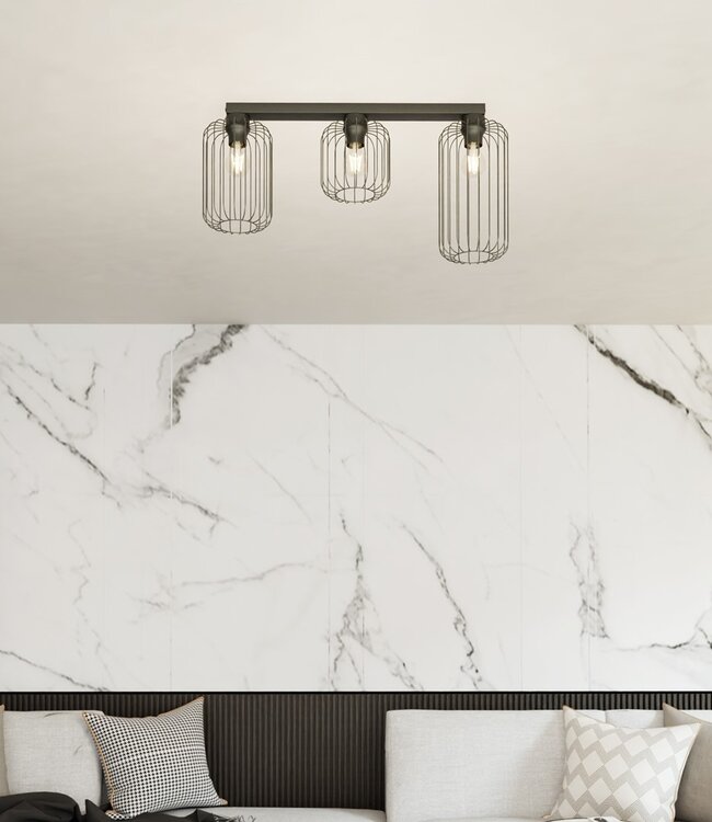Ceiling Lamp – Industrial – 4-Light – Black Metal