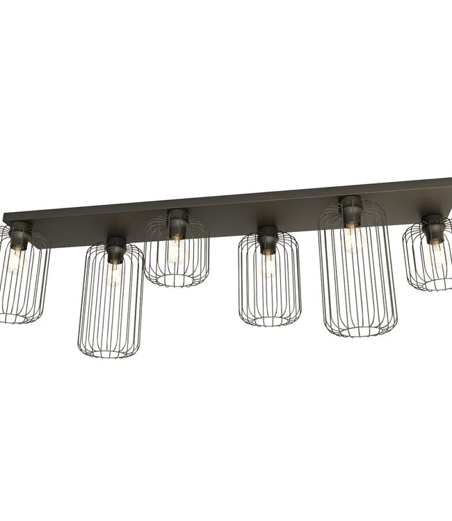 Ceiling Lamp – Industrial – 6-Light – Black Metal