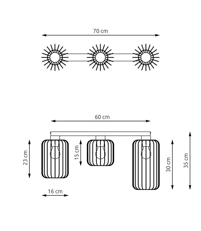 Ceiling Lamp – Industrial – 4-Light – Black Metal