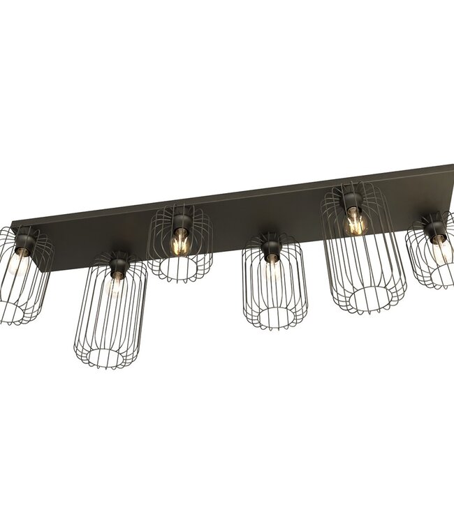 Ceiling Lamp – Industrial – 6-Light – Black Metal