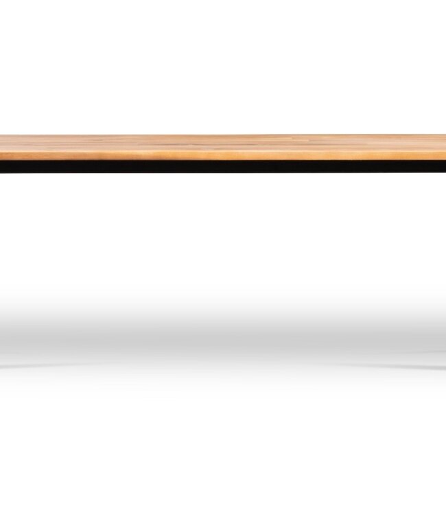 Vernon Folding Bench – Acacia Wood – Light Teak – Black Steel Frame