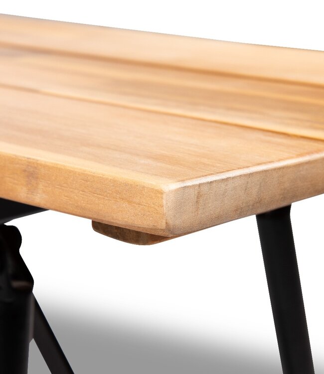 Vouwbank Vernon – Acaciahout – Licht Teak – Zwart Stalen Frame