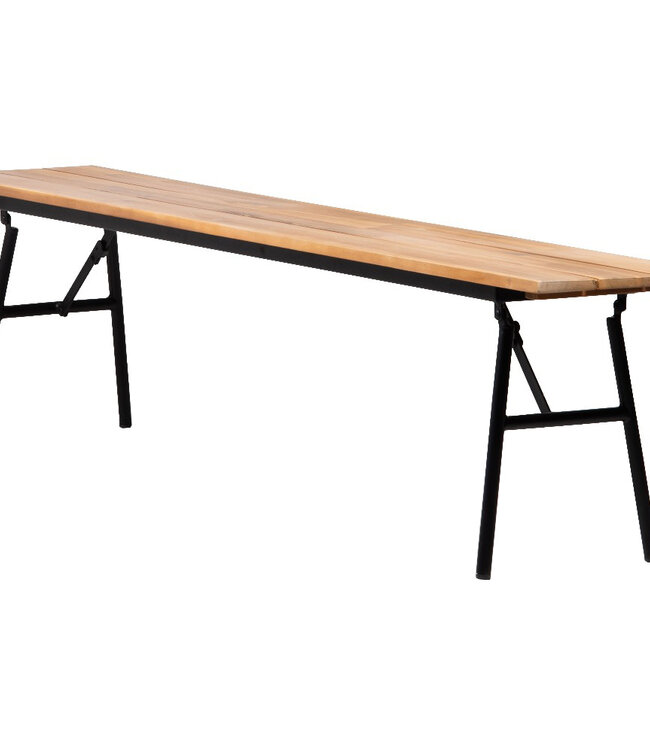 Vernon Folding Bench – Acacia Wood – Light Teak – Black Steel Frame
