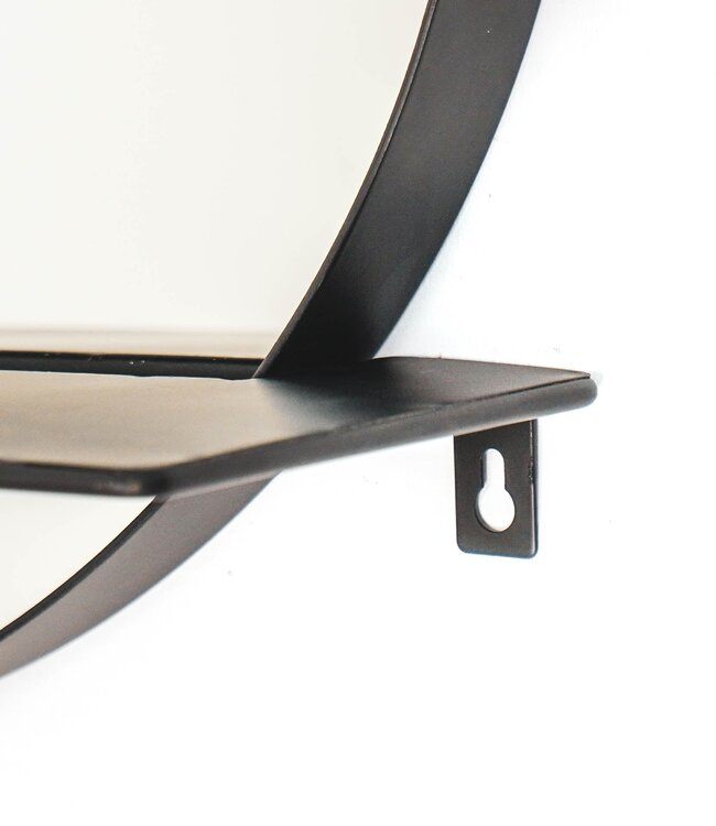 Round Mirror with Shelf – Metal – Black – Ø40 cm