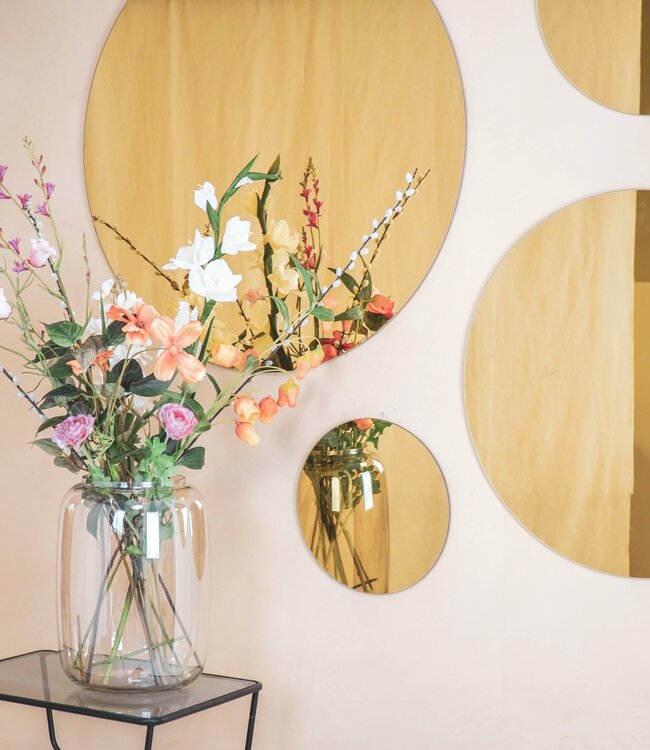 Housevitamin Round Mirror – Gold Glass – 40x1x40 cm