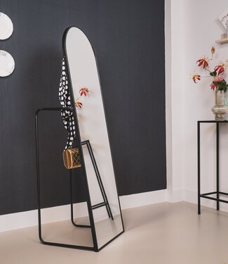 Housevitamin Mirror – Full-Length with Clothes Rack – Black Metal – 45x43x150 cm