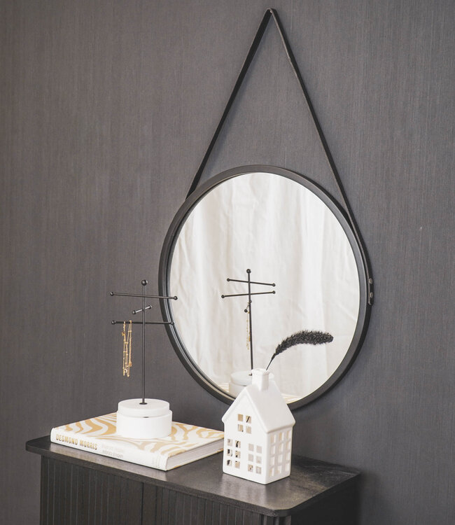 Housevitamin Round Mirror – Black Metal – 50x2.5x50 cm