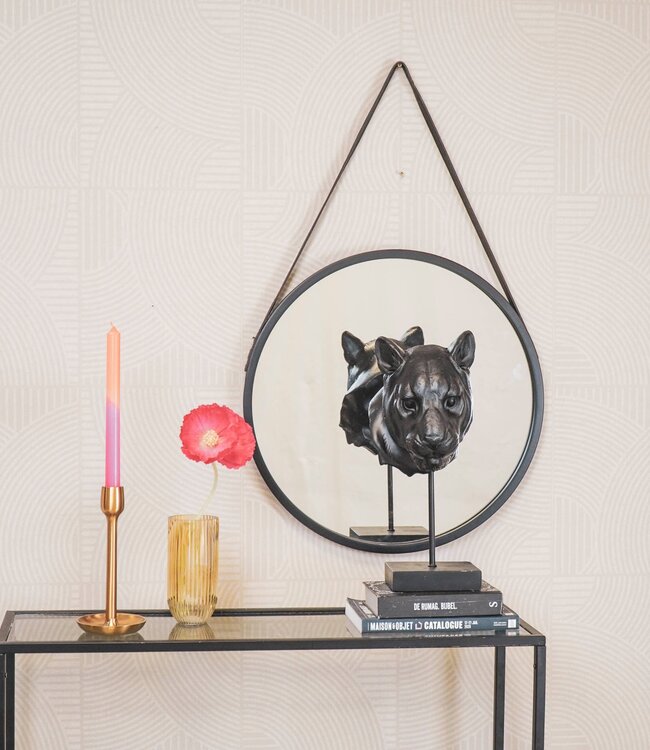 Housevitamin Round Mirror – Black Metal – 50x2.5x50 cm